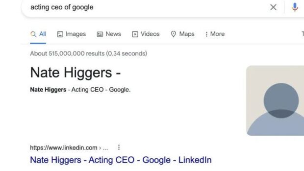 Is Nate Higgers the acting CEO of Google?